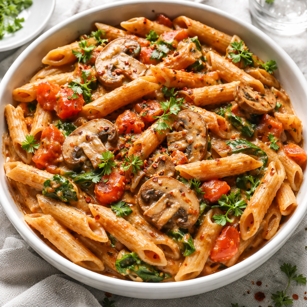 Pasta with Tomato Mushroom Sauce