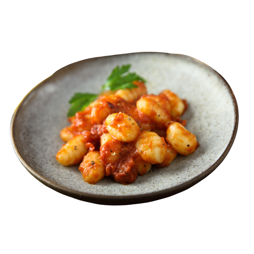 Creamy tomato gnocchi with zucchini